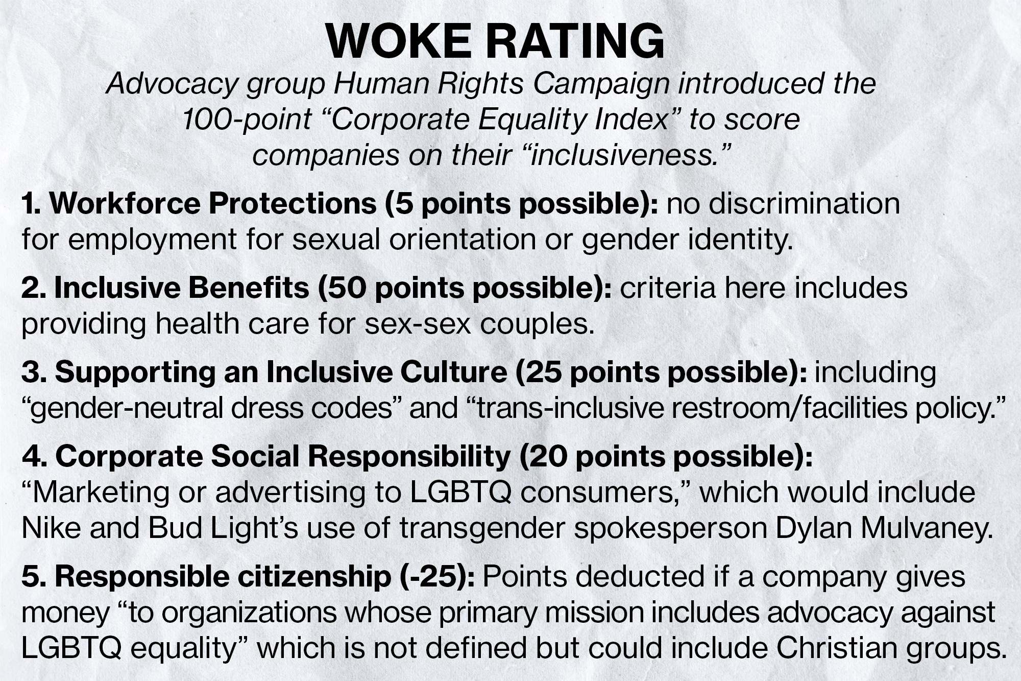 i criteri del rating woke